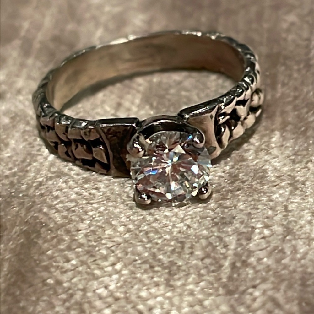 Kabana Sterling Silver CZ Diamond Engagement Ring